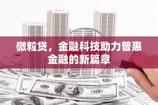 海城微粒贷，金融科技助力普惠金融的新篇章