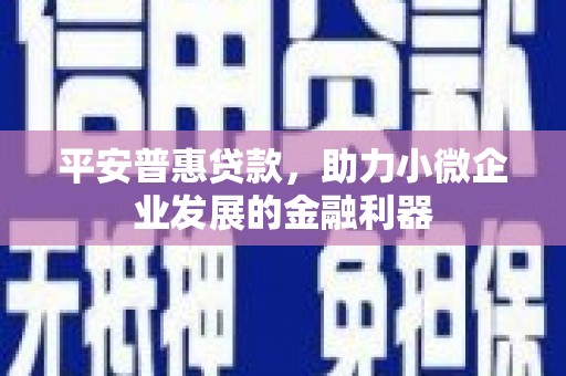 海城平安普惠贷款，助力小微企业发展的金融利器