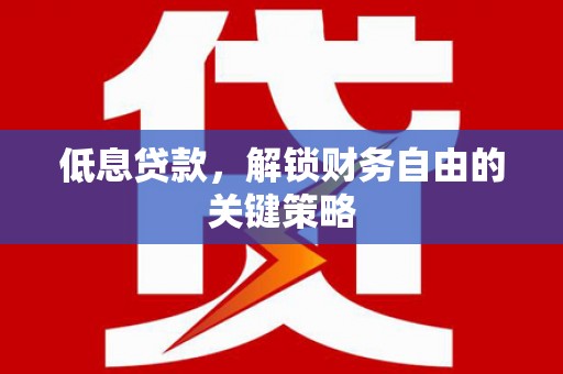 海城低息贷款，解锁财务自由的关键策略