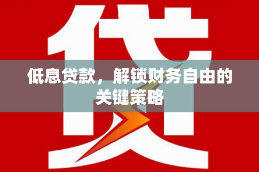 海城低息贷款，解锁财务自由的关键策略