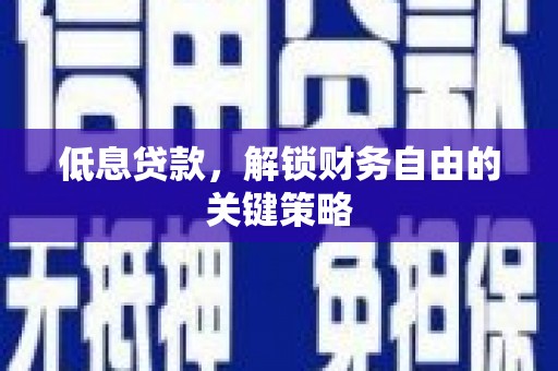 海城低息贷款，解锁财务自由的关键策略