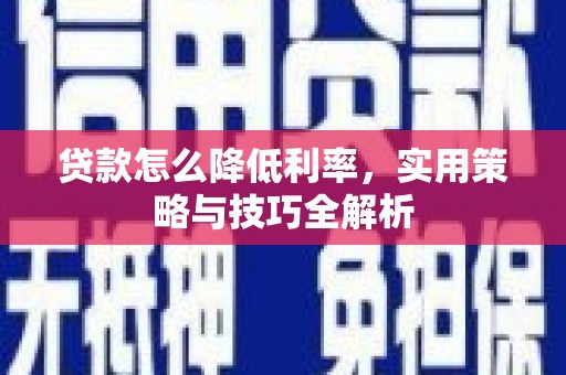 海城贷款怎么降低利率，实用策略与技巧全解析
