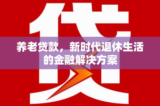 海城养老贷款，新时代退休生活的金融解决方案